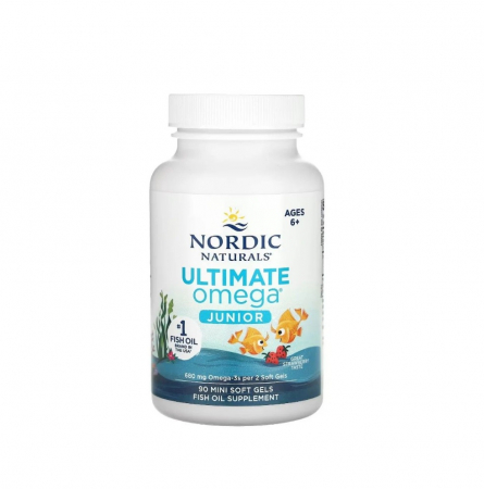 Stres & Stare De Spirit - Ultimate Omega Junior 680mg 6-12 ani 90 mini capsule Capsuni - Nordic Naturals