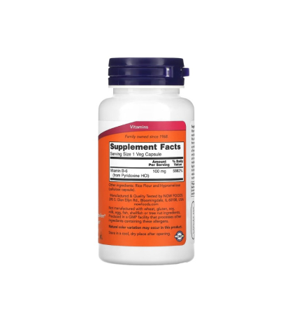 Vitamin B-6 100mg 100 capsule - NOW Foods [1]