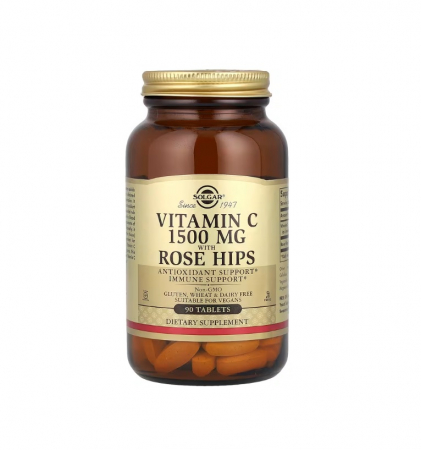 Vitamina C - Vitamin C 1500mg with Rose Hips 90 tablete - Solgar