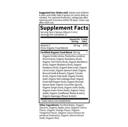 Vitamin C Organic Spray Cherry-Tangerine MyKind Organics 58ml - Garden of Life [1]