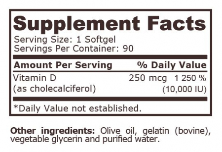 Vitamin D-3 10000 IU Highest Potency - 90 capsule moi - Pure Nutrition [1]
