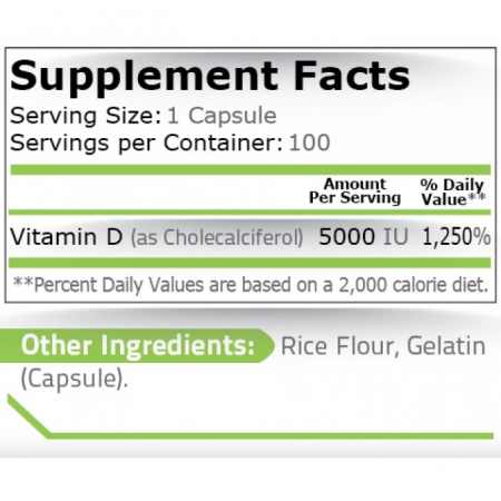 Vitamin D-3 5000IU 100 capsule - Pure Nutrition [1]
