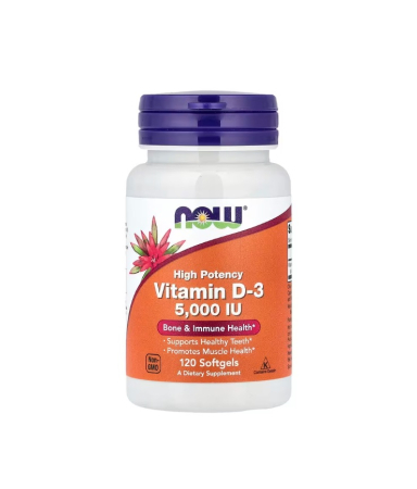Vitamina D - Vitamin D-3 High Potency 5000 IU 120 capsule moi - NOW Foods