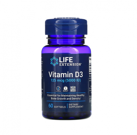 Imunitate - Vitamin D3 125mcg 5000 IU 60 Softgels - Life Extension