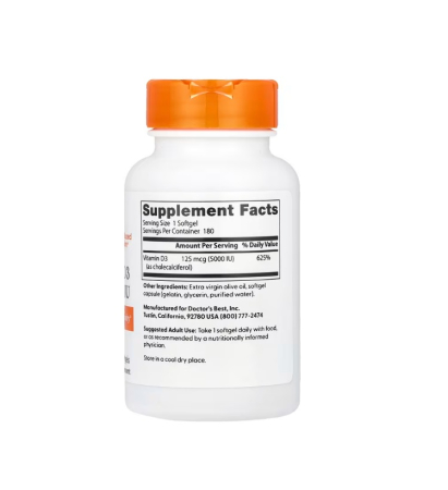 Vitamin D3 125mcg (5000IU) 180 capsule moi - Doctor's Best [1]
