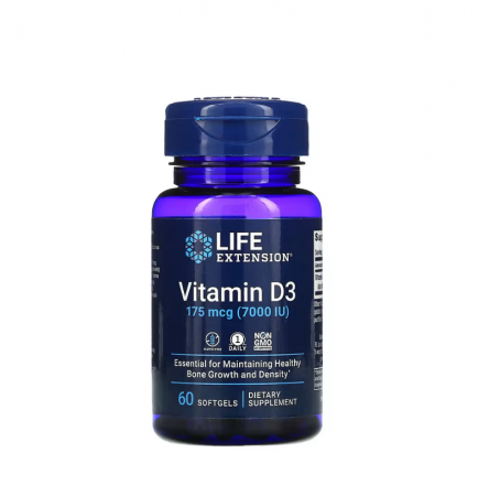 Vitamina D - Vitamin D3 175mcg 7000IU 60 Softgels - Life Extension