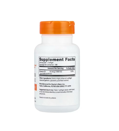 Vitamin D3 25mcg 1000IU 180 Softgels - Doctor's Best [1]