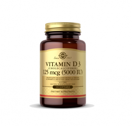 Vitamine & Minerale - Vitamin D3 (Cholecalciferol) 125mcg (5000 IU) 100 capsule moi - Solgar