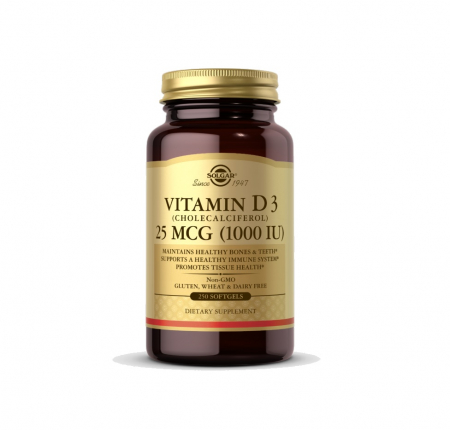 Vitamina D - Vitamin D3 (Cholecalciferol) 25mcg (1000 IU) 250 capsule moi - Solgar