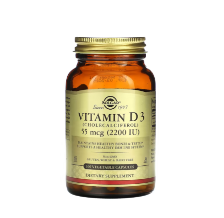 Vitamin D3 (Cholecalciferol) 55mcg (2200 IU) 100 Capsule - Solgar [0]