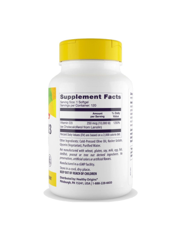 Vitamina D3 10000IU 120 capsule moi - Healthy Origins [1]