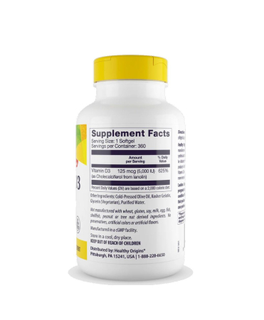 Vitamina D3 5000IU 120 capsule moi - Healthy Origins [1]
