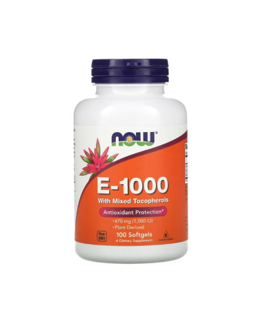Antioxidanti - Vitamina E-1000 with Mixed Tocopherols 670 mg (1000 IU) 100 capsule moi - NOW Foods