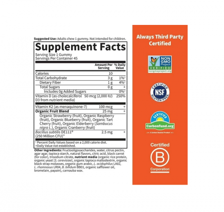 Vitamins D3 & K2 Raspberry Lemon 45 Gummies - Garden of Life [1]