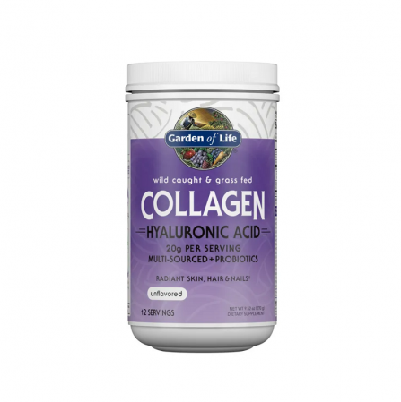 Pentru Digestie - Wild Caught & Grass Fed Collagen Hyaluronic Acid Unflavored 270g - Garden of Life