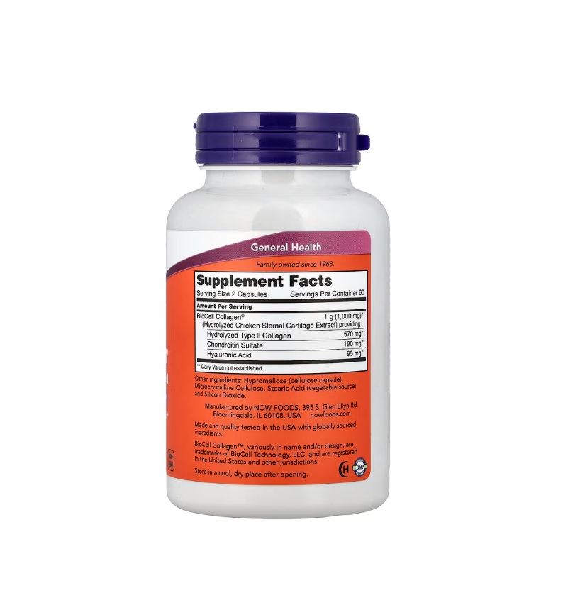BioCell Collagen Hydrolyzed Type II 120 Capsule - NOW Foods