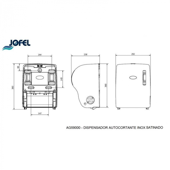Dispenser rola prosop tip autocut, Jofel, inox satinat [2]