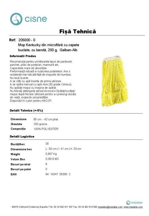 Mop Kentucky din microfibră, galben, Cisne, 200 g [3]