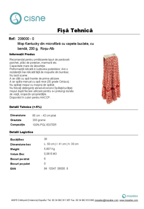 Mop Kentucky din microfibră, roșu, Cisne, 200 g [3]
