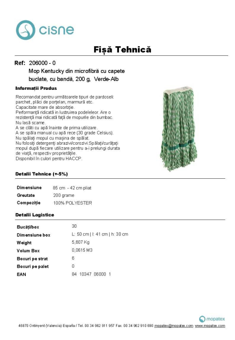 Mop Kentucky din microfibră, verde, Cisne, 200 g [3]