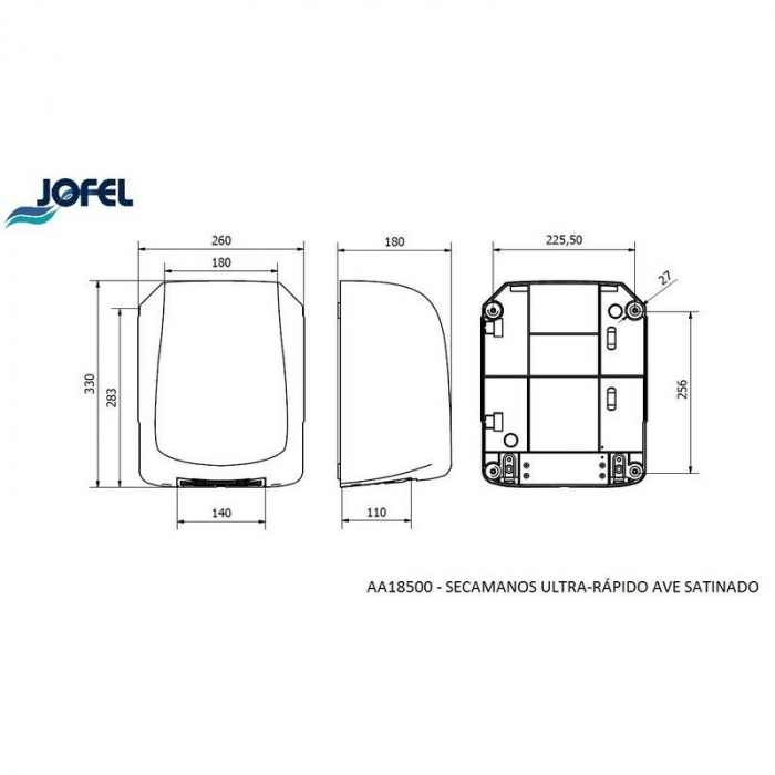 Uscator de maini cu senzor Ave, Jofel, inox satinat [2]