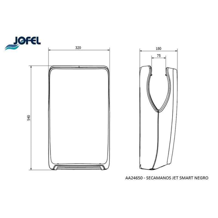 Uscător de mâini cu senzor Jofel Jet Smart, negru ABS, 1500 W [4]