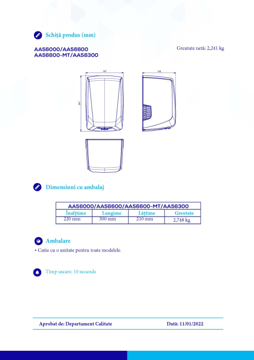 Uscator de maini cu senzor Power+ Jofel, alb ABS [3]