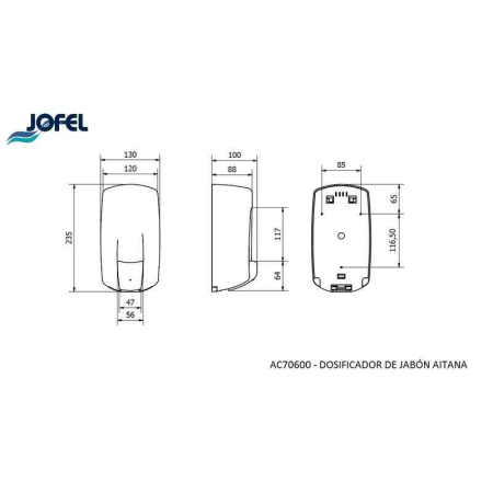 Dozator pentru săpun lichid, plastic negru ABS, Jofel, reîncărcabil, 900 ml [4]
