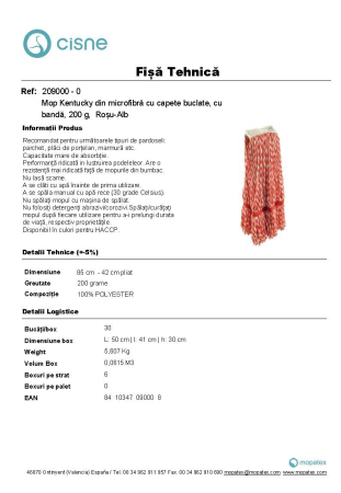 Mop Kentucky din microfibră, roșu, Cisne, 200 g [2]