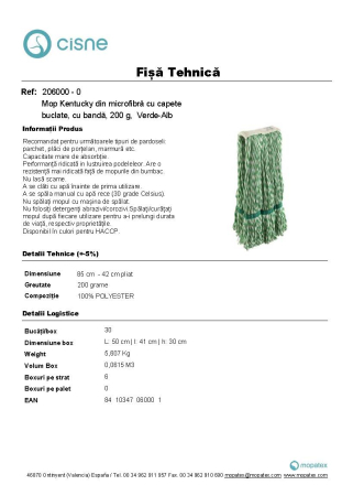 Mop Kentucky din microfibră, verde, Cisne, 200 g [2]