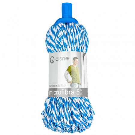 Produse - Mop microfibra albastru cu filet, Cisne, 150 g