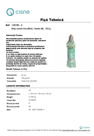 Mop microfibră verde cu filet, Cisne, 150 g [2]