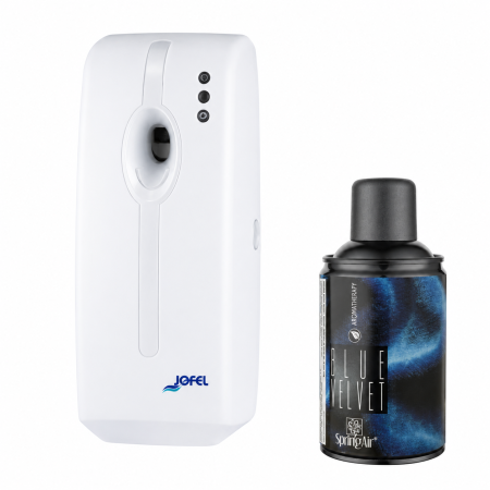 Produse - Odorizant electronic profesional Jofel cu rezerva spray 250 ml Blue Velvet si baterii incluse