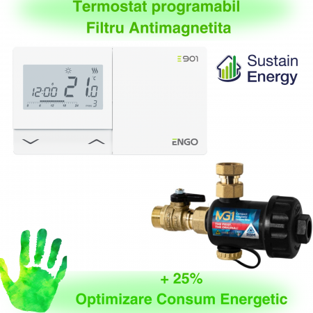 KIt Energie Termica - Termostat ENGO E901RF si Filtru Antimagnetita RBM