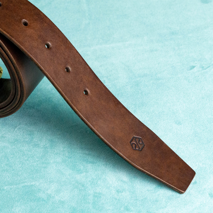 „Jean 40” -  Curea barbati din piele naturala cu accesorii de ALAMA – Maro [4]