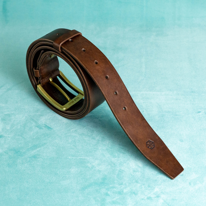 „Jean 40” -  Curea barbati din piele naturala cu accesorii de ALAMA – Maro [3]