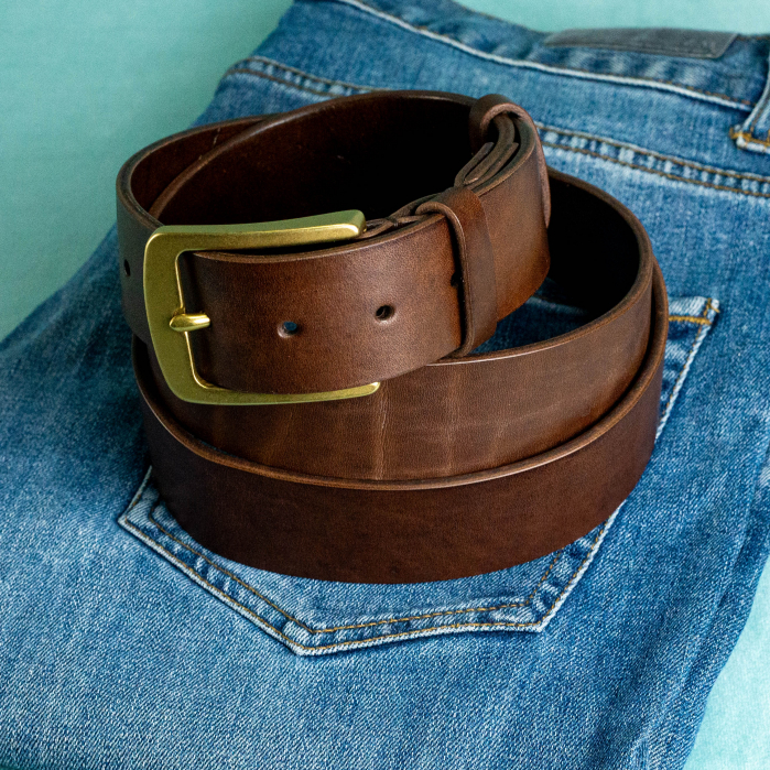 „Jean 40” -  Curea barbati din piele naturala cu accesorii de ALAMA – Maro [6]