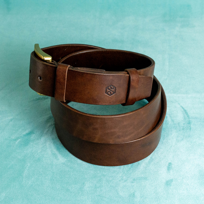 „Jean 40” -  Curea barbati din piele naturala cu accesorii de ALAMA – Maro [5]