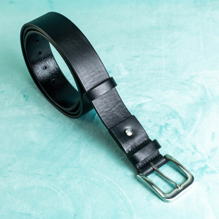 „Jean 40” -  Curea barbati din piele naturala cu accesorii de INOX - Negru [2]