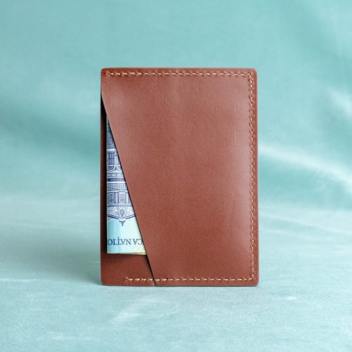 Portcard barbati, SLIM, din piele naturala, Maro cu finisaj Maro deschis [6]