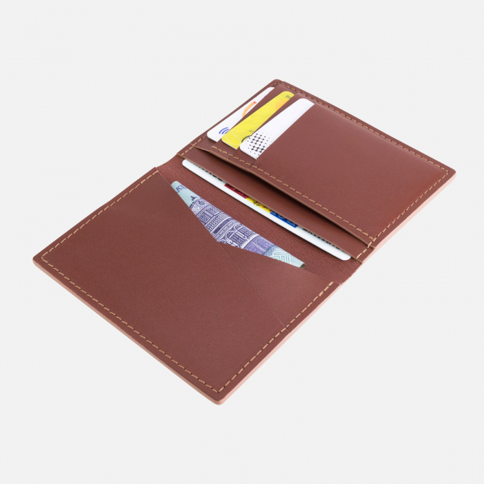 Portofel barbati, SLIM, din piele naturala, Maro cu finisaj Maro deschis [3]