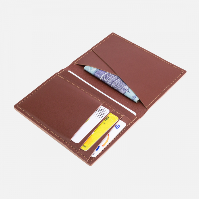 Portofel barbati, SLIM, din piele naturala, Maro cu finisaj Maro deschis [2]