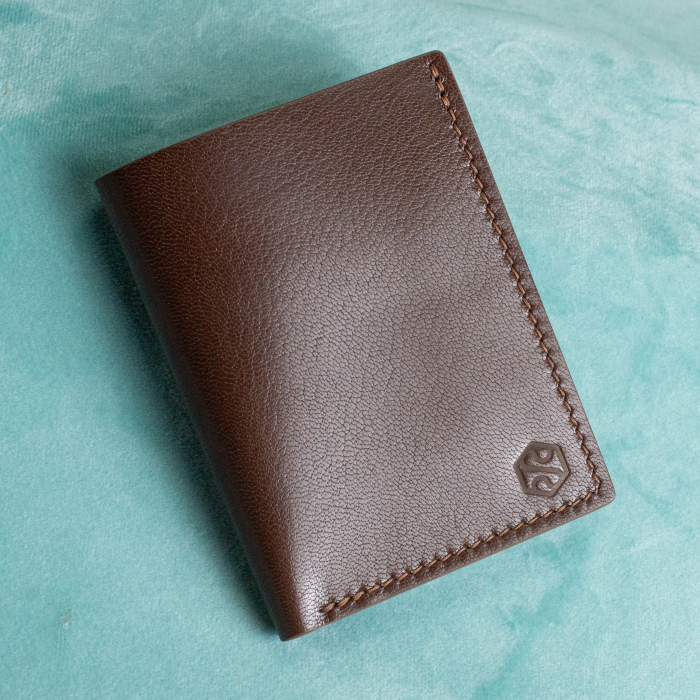 “The full one” – MBH - Portofel barbati, bifold, din piele naturala de capra, cusut manual -  Maro [1]