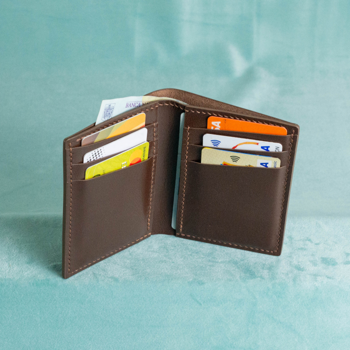 “The full one” – MBH - Portofel barbati, bifold, din piele naturala de capra, cusut manual -  Maro [6]
