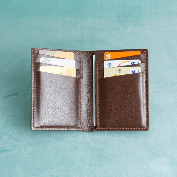 “The full one” – MBH - Portofel barbati, bifold, din piele naturala de capra, cusut manual -  Maro [2]