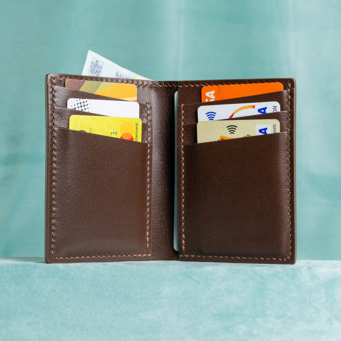 “The full one” – MBH - Portofel barbati, bifold, din piele naturala de capra, cusut manual -  Maro [5]