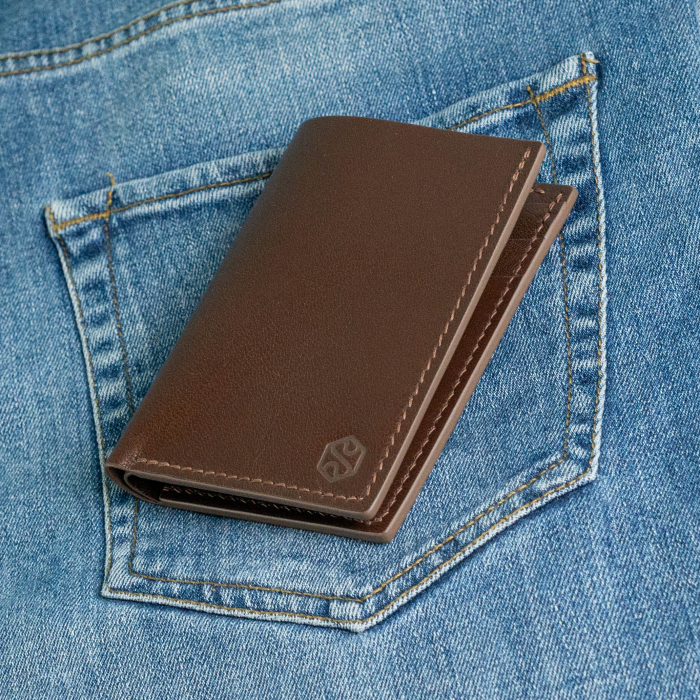 “The full one” – MBH - Portofel barbati, bifold, din piele naturala de capra, cusut manual -  Maro [3]