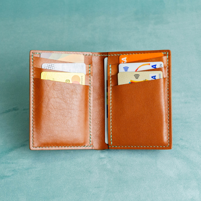 “The full one” – MBH - Portofel barbati, bifold, din piele naturala de vita, cusut manual -  Maro Coniac [2]