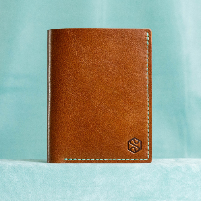 “The full one” – MBH - Portofel barbati, bifold, din piele naturala de vita, cusut manual -  Maro Coniac [4]