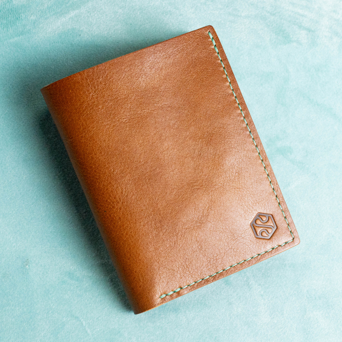 “The full one” – MBH - Portofel barbati, bifold, din piele naturala de vita, cusut manual -  Maro Coniac [1]